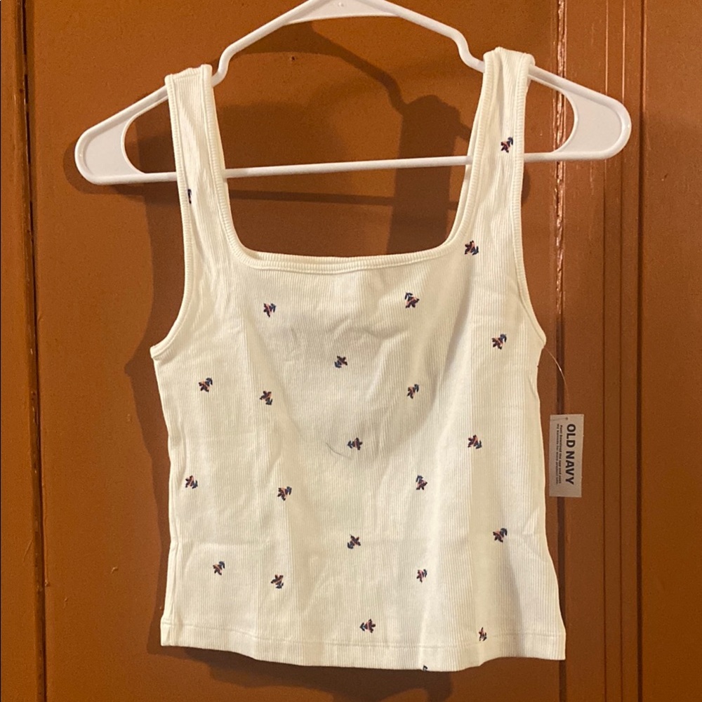 Old Navy White Fitted Ribbed Tank Top